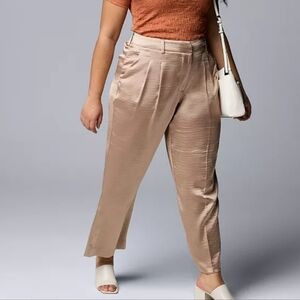 Simply Vera Vera Wang Taupe Satin Cropped Pants